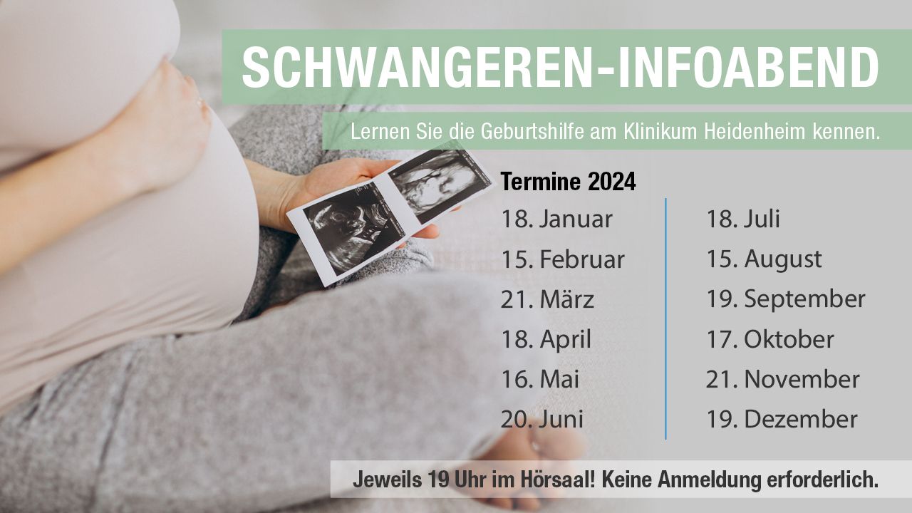 Termine 2024
Schwangereninfoabend
Klinikum Heidenheim