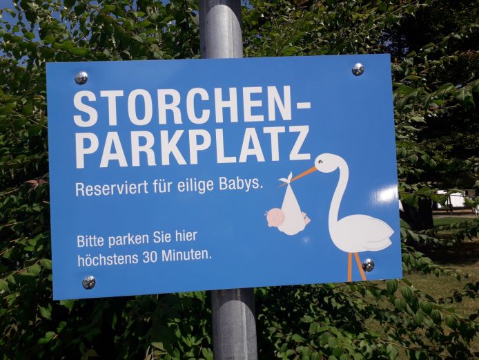 Storchenparkplatz vor dem Haupteingang Storchenparkplatz vor dem Haupteingang