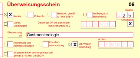 Abb. 1: Überweisungsschein vom hausärztlichen Kollegen Abb. 1: Überweisungsschein vom hausärztlichen Kollegen